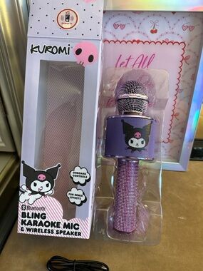 Sanrio Kuromi Purple Pink Bling Karaoke Mic & Wireless Speaker